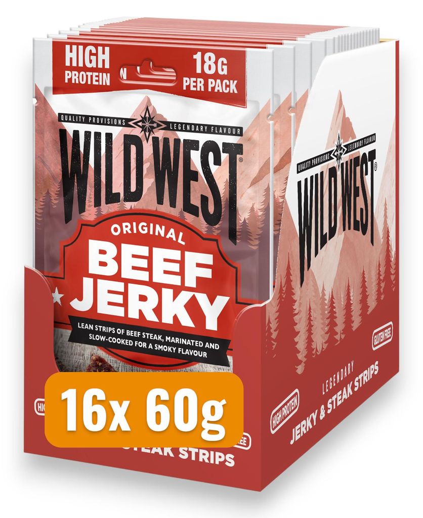 16x Wild West Beef Jerky Original 60g Trockenfleisch Produktbild 