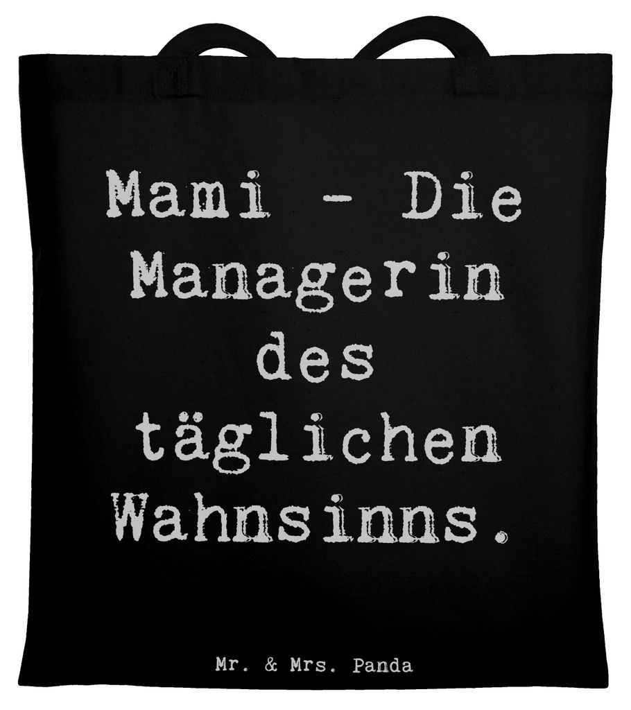 Mr. & Mrs. Panda Tote Bag Spruch Mami Managerin - Schwarz - Geschenk, Dankbarkeit, handgemacht, Alltag, Jubiläen, Familie, Baumwolltasche, Tasche,...