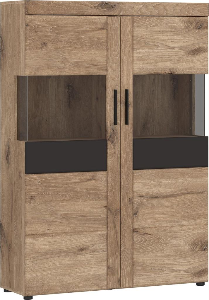 Vitrine 2-türig GRANO von Wojcik Eiche / Kosmos Grau