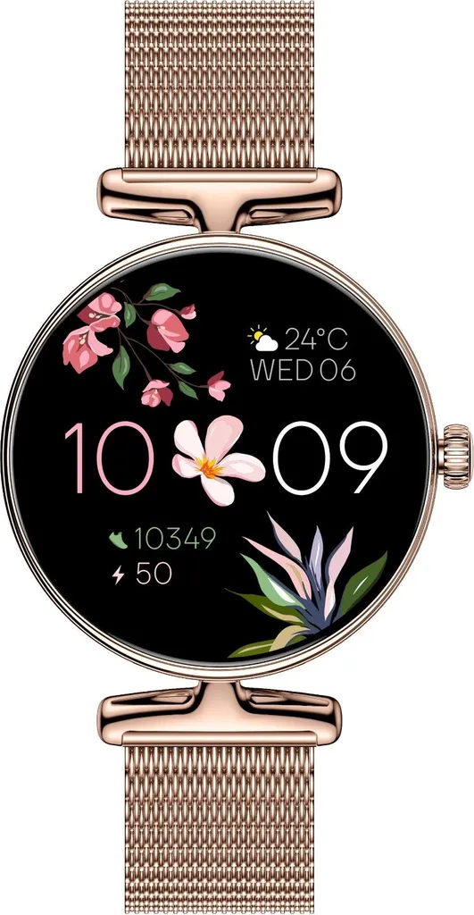 Montre Connectée Or avec Écran AMOLED Haute Résolution et Mode Sportif