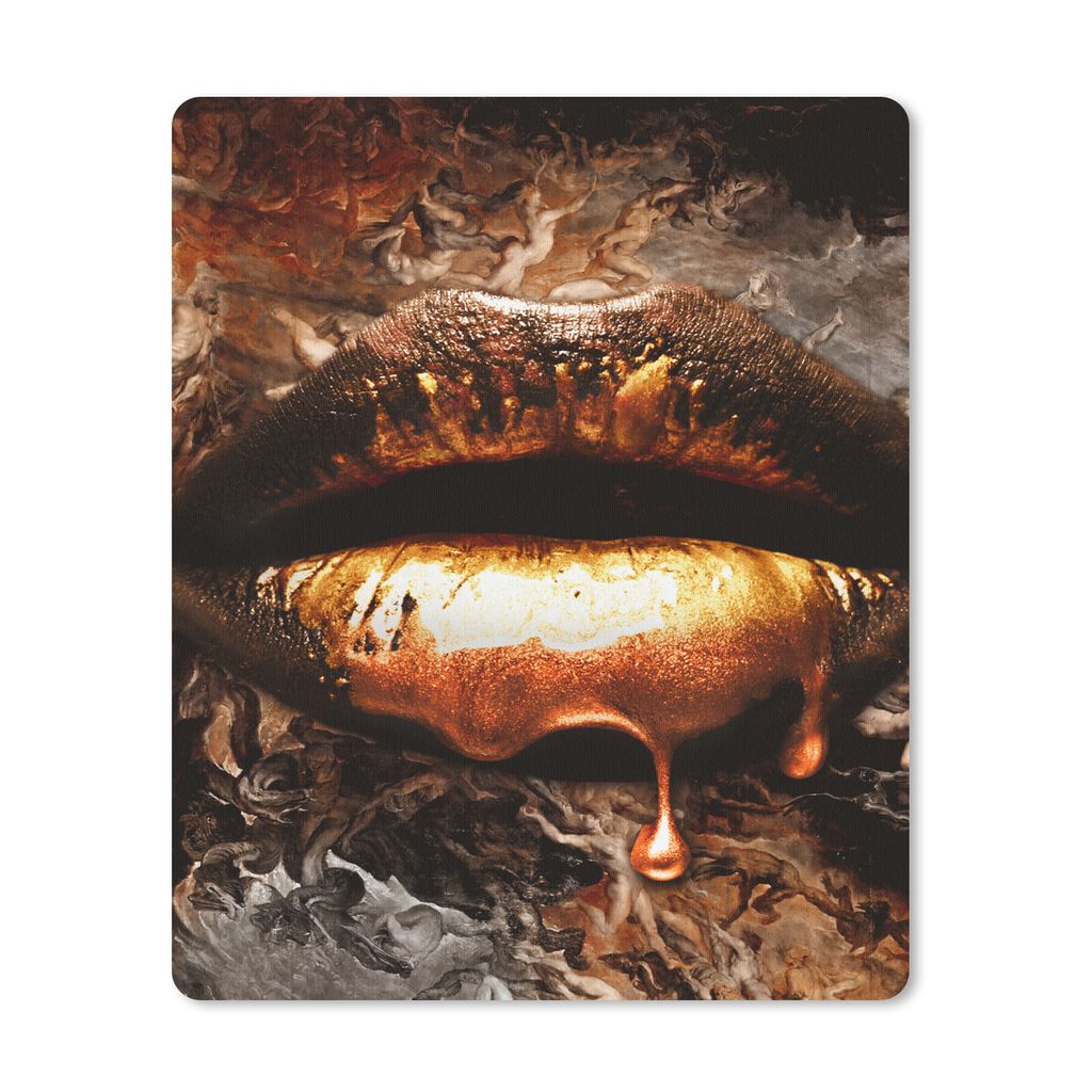 MuchoWow Mauspad Mousepad Gold - Lippen - Kunst - Gold - Luxus - Abstrakt 19x23 cm - Mousepads - Maus Mat - Pad - Mausunterlage - Mauspads - Spielen