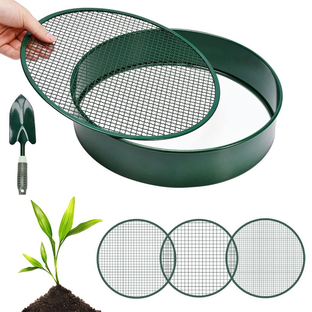 Rundes Gartensieb aus Edelstahl mit 4 Sieben & Produktbild 