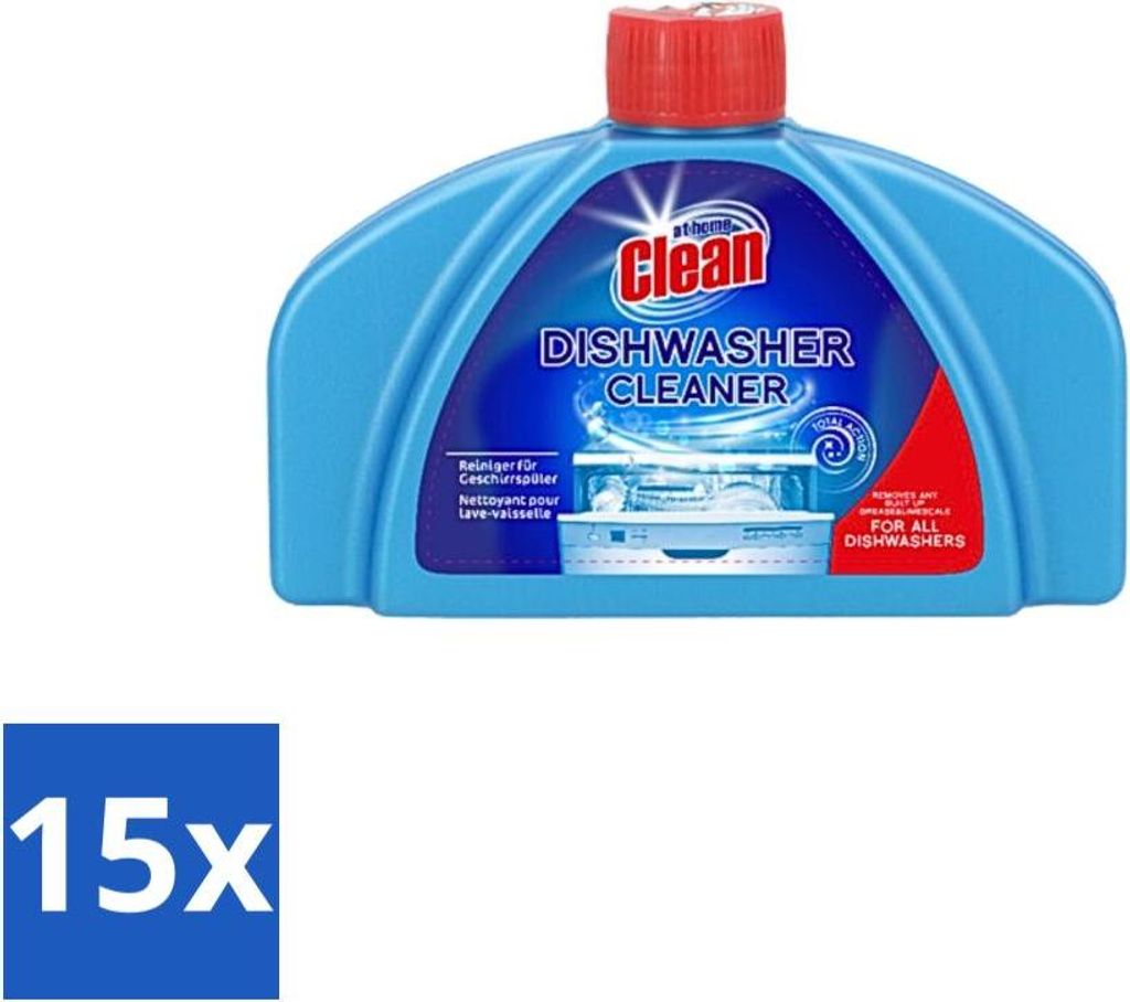 At Home - Clean - Spülmaschinenreiniger - Entfernt hartnäckigen Schmutz - 250 ml - Vorteilspack - 15 Stücke