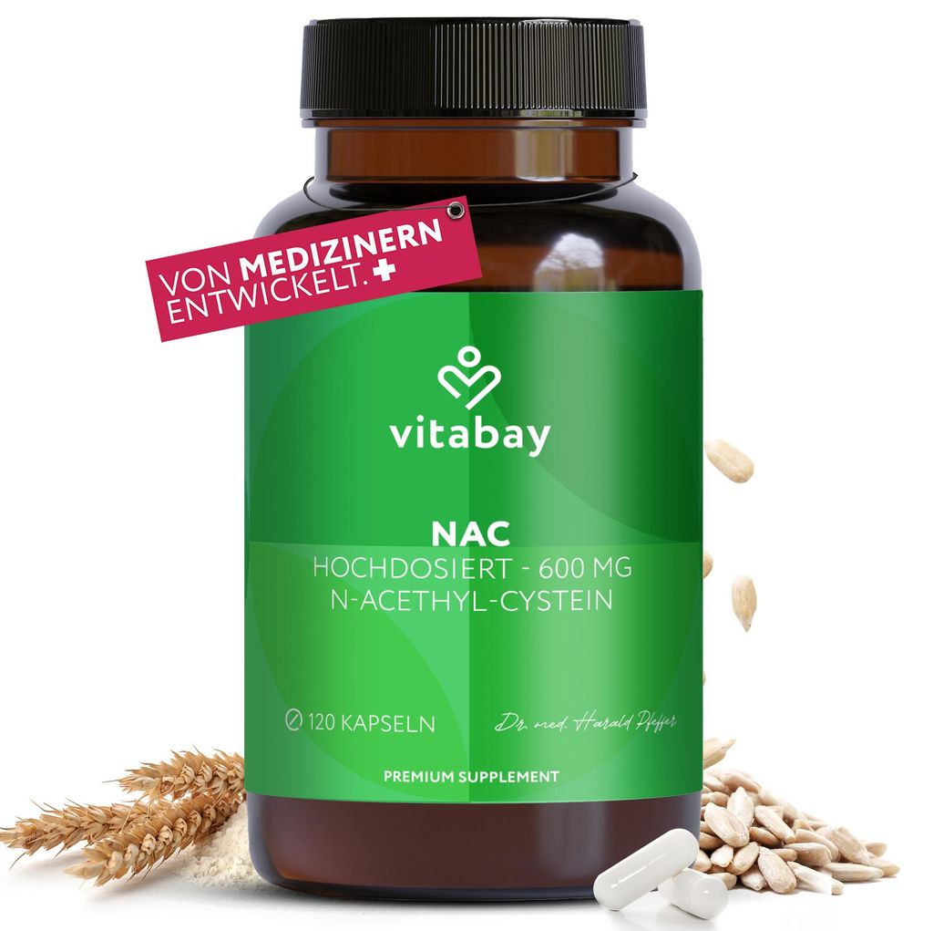 Vitabay NAC 600 mg – 120 vegane Kapseln mit Produktbild 