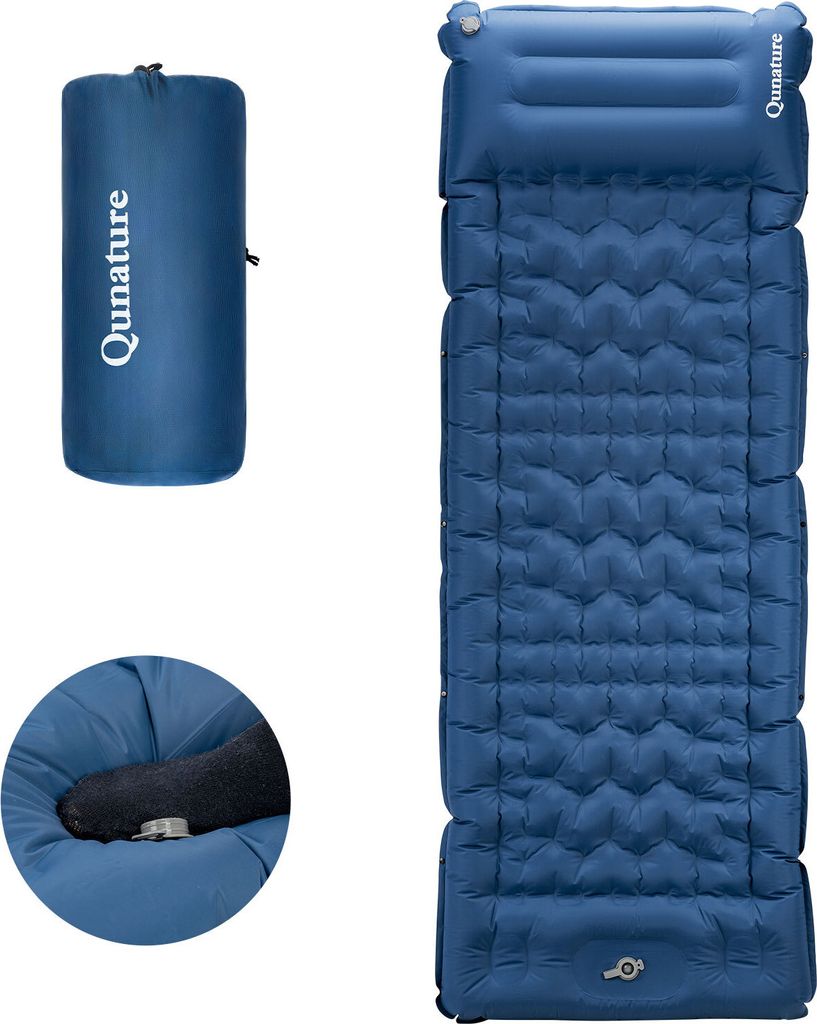 Qunature Camping Isomatte Aufblasbare Campingmatte Faltbar Schlafmatte 12cm dick, 197*71cm, blau