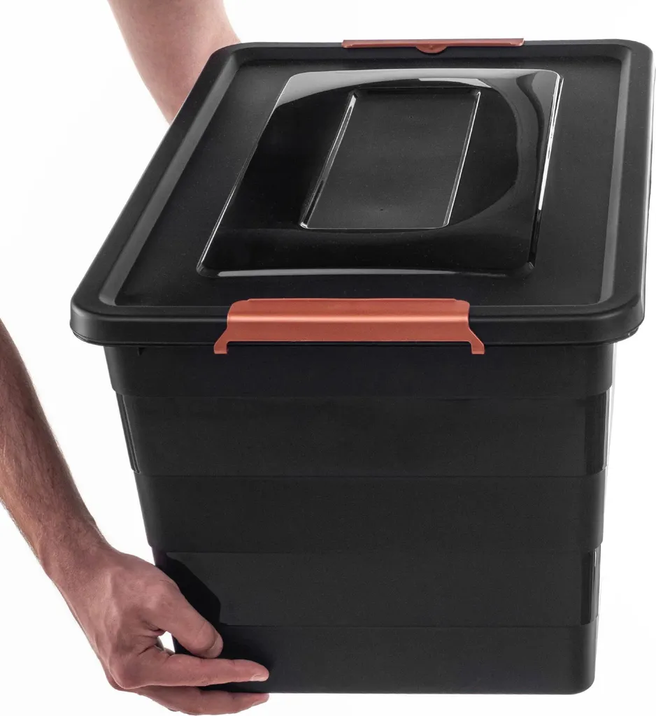 Grande boîte plastique 55 L empilable et transparente avec couvercle - 4