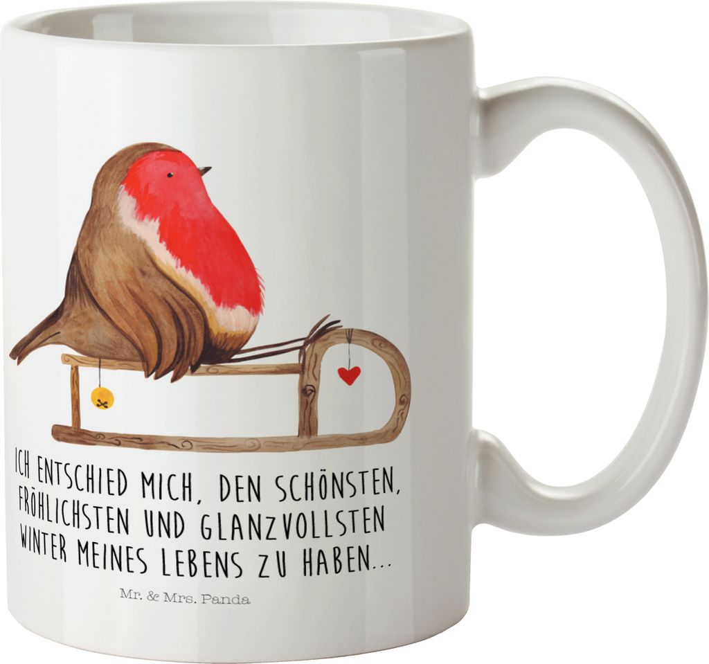 Mr. & Mrs. Panda Kindertasse Rotkehlchen Schlitten - Weiß - Produktbild 