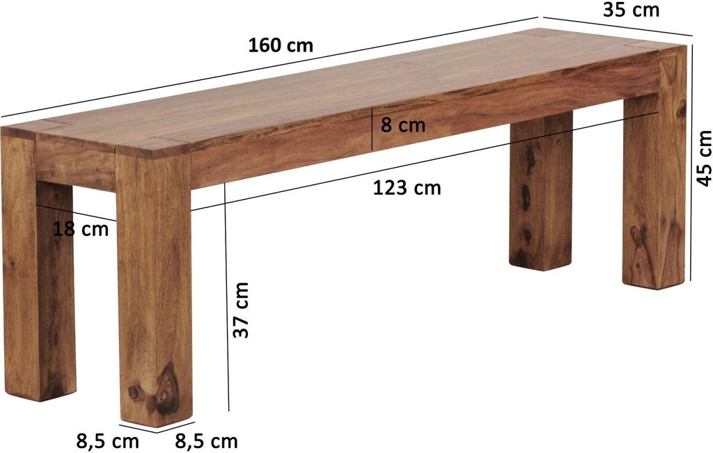 Jedálenská lavica mumbai masív sheesham 160 x 45 x 35 cm Obrázok produktu 7