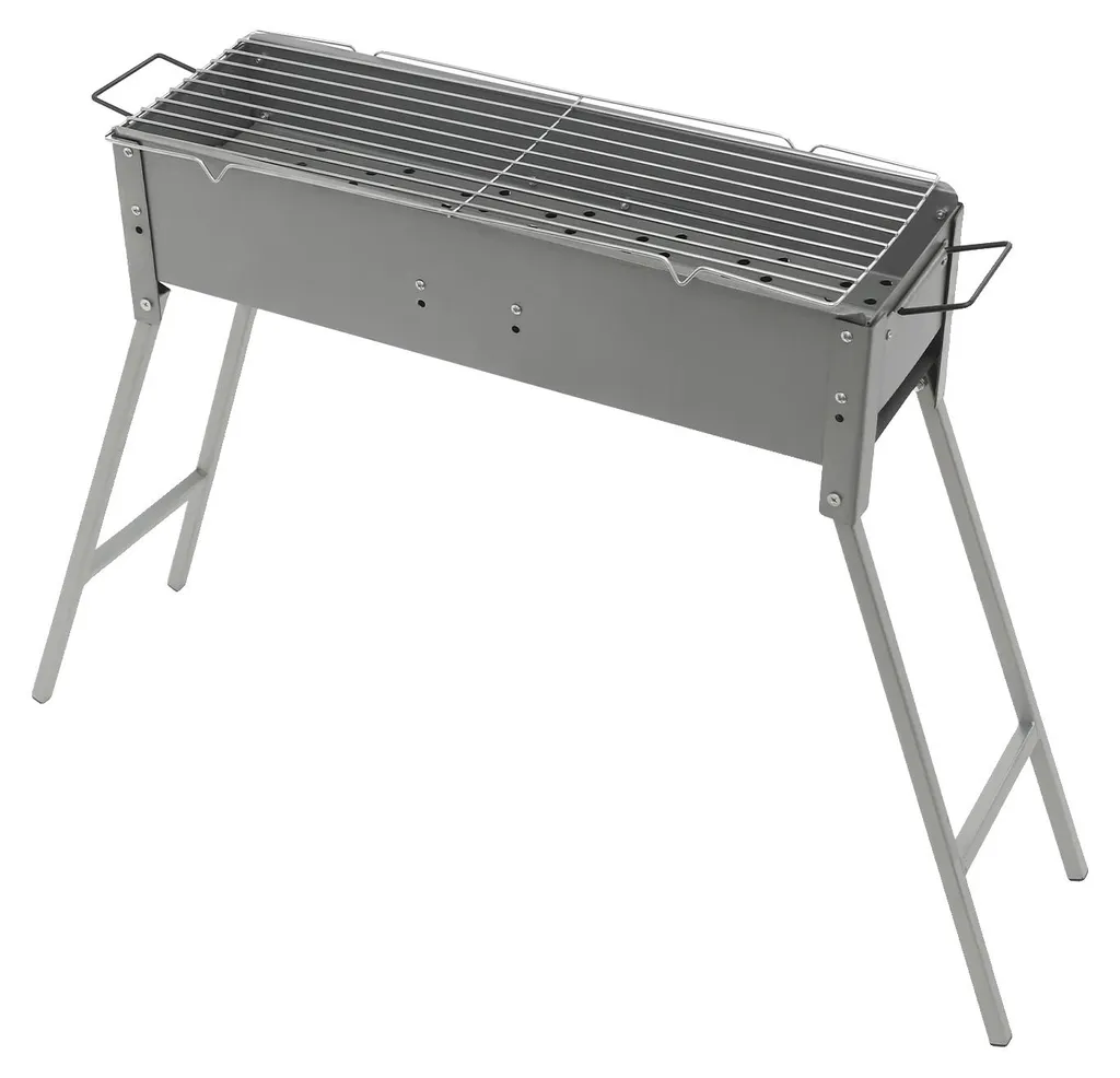 Barbecue Portable Gris Pliable avec Ventilation Réglable et Grille