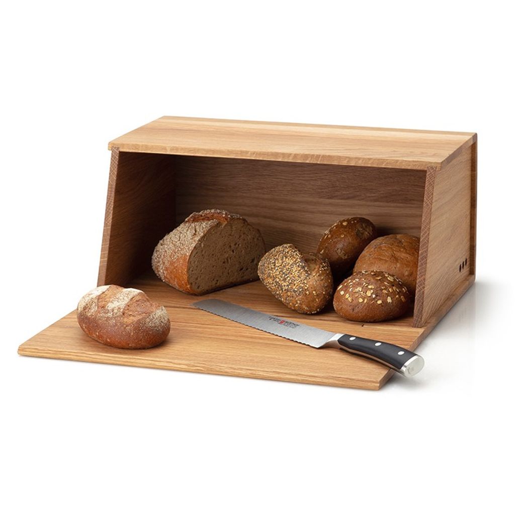 Continenta Holz Brotkasten Brotbox Brotkiste Brotbehälter Gummibaumholz