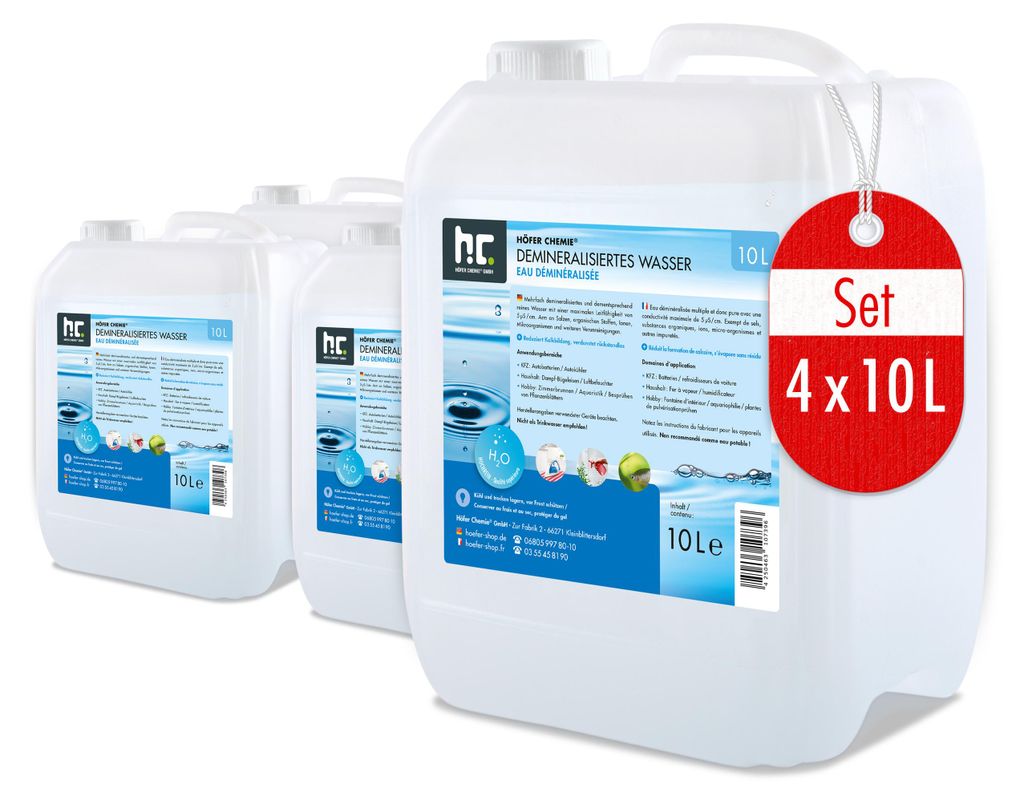 4x 10 L Demineralisiertes Wasser Produktbild 