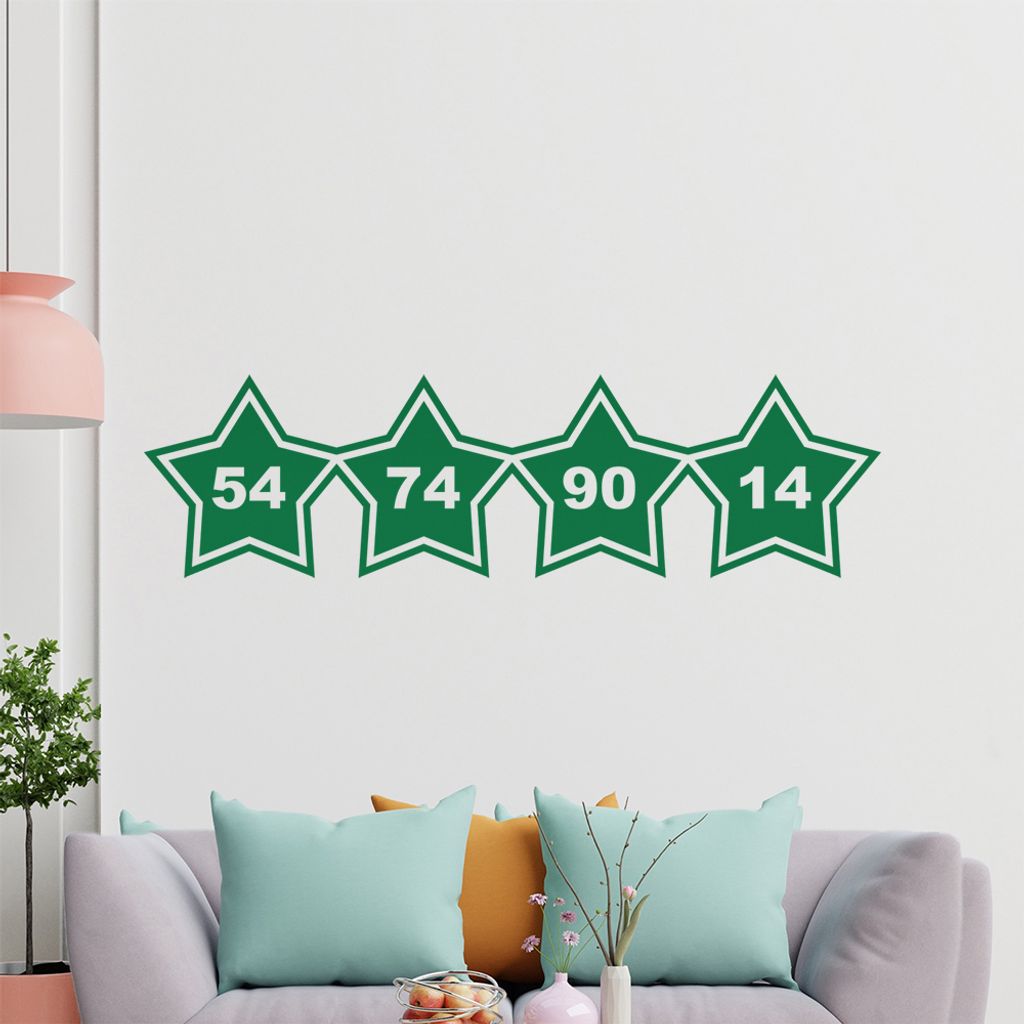KIWISTAR 54 '74 '90 '14 - Weltmeister Deutschland Brasilien 2014 Rio Fußball Wandtattoo in 6 Größen - Wandaufkleber Wall Sticker - Dekoration, K...