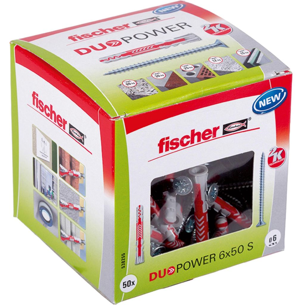 FISCHER Hmoždinky DuoPower 6x50 S s vrutem (50KS) Obrázek produktu 