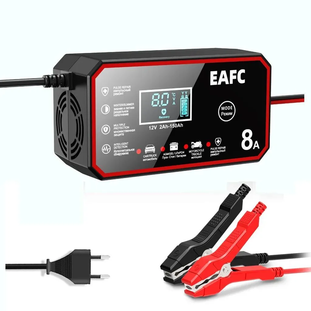 Chargeur intelligent 8A avec charge d'entretien pour batterie 12V - Prise UE