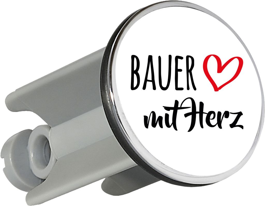 Huuraa Waschbeckenstöpsel Bauer mit Herz 4cm höhenverstellbar Abflussstopfen Geschenkidee