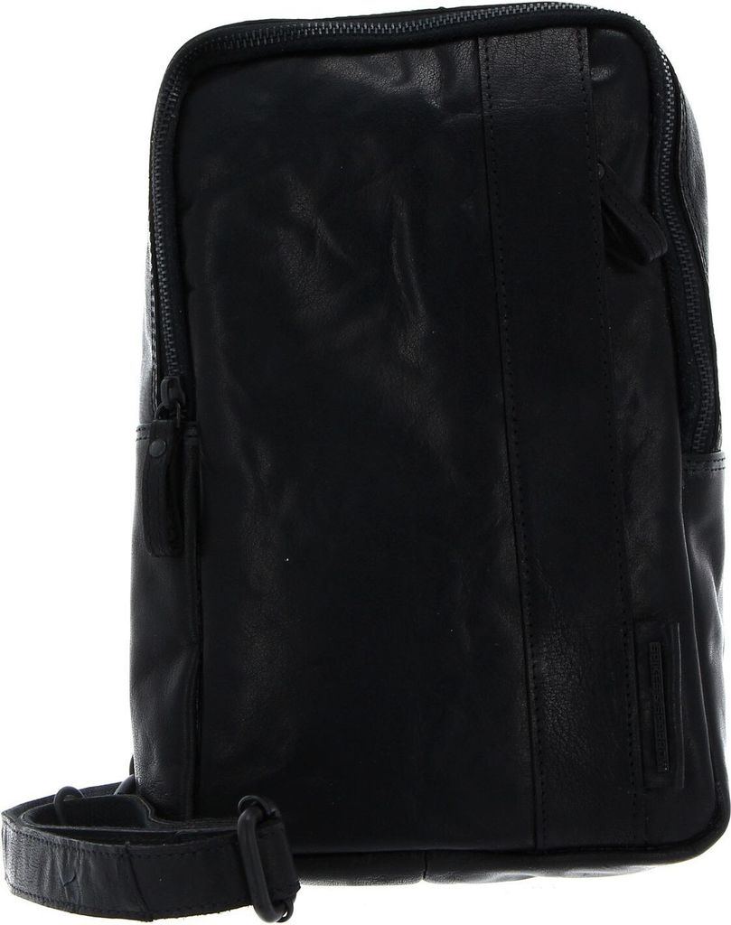 SPIKES & SPARROW Leder Umhängetasche Bronco Slingbag Black schwarz
