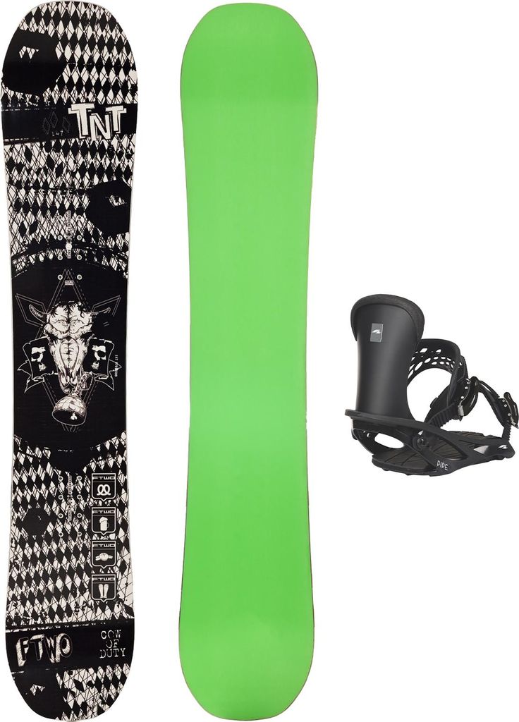 FTWO Set Snowboard TNT Black Death Schwarz 147cm mit Bindung M