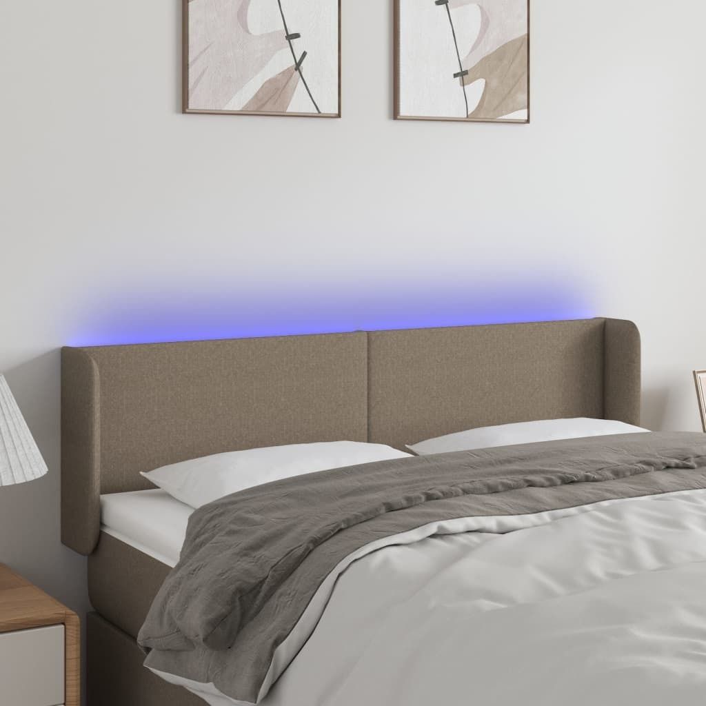 The Living Store LED Kopfteil Taupe 147x16x78/88 cm Stoff