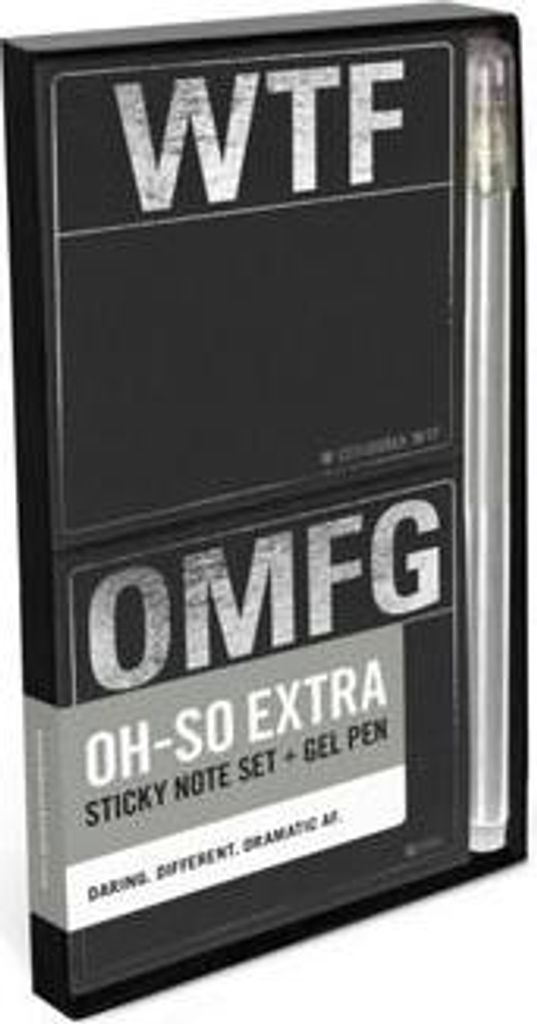 Knock Knock WTF / OMFG Sticky Note Set + Gel Pen
