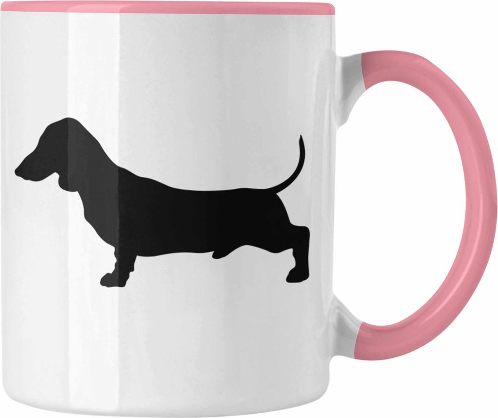 Trendation - Dackel Grafik Tasse Geschenk für Dackel-Besiterin Frauchen Herrchen Geschenkidee Kaffee-Becher Lustig (Rosa)
