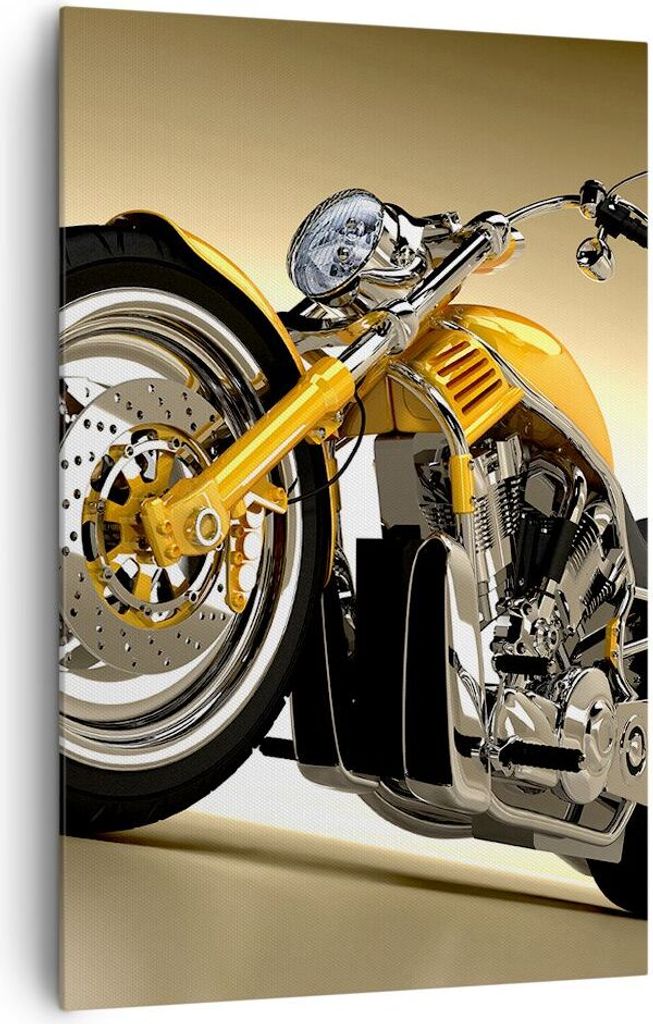 Bild auf Leinwand - Leinwandbild - Einteilig - Motorrad Chrom Rad - 80x120cm - Wand Bild - Wanddeko - Wandbilder - Leinwanddruck - Wanddekoration -...