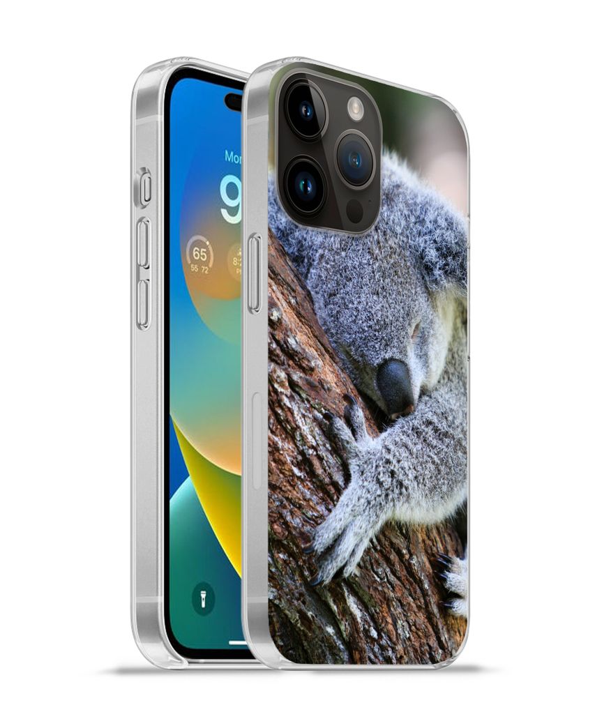 MuchoWow Handyhülle Schutzhülle Hülle für Apple iPhone 14 Pro - Softcase Koala - Baum - Schlaf - Kinder - Jungen - Mädchen Silikon Softcase ...