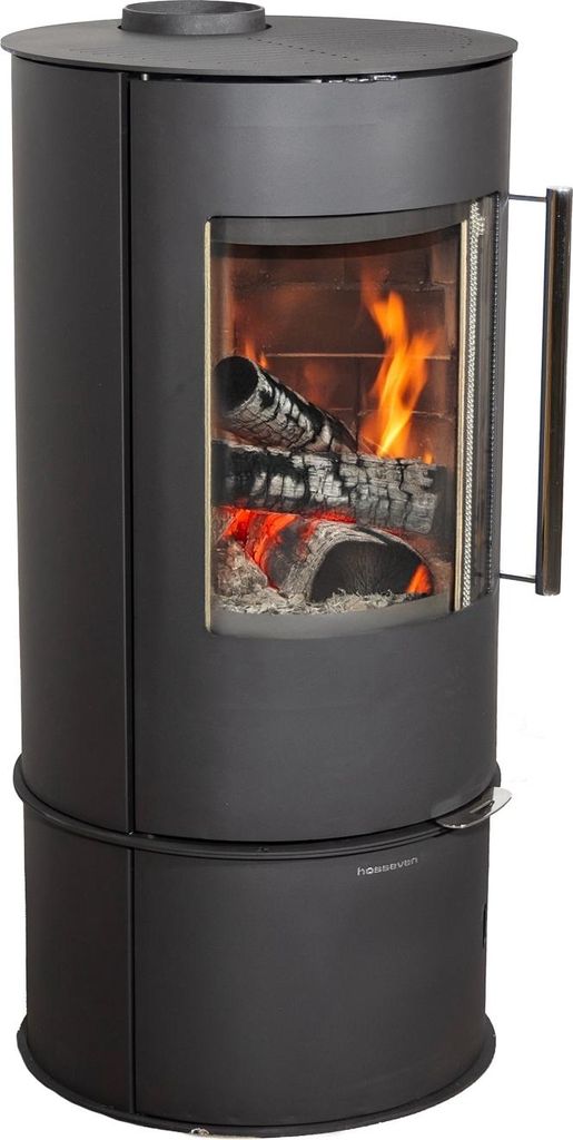 Kaminofen Dauerbrand Rund Schwarz Holzofen 9 kW Hosseven 7000 Holz Ofen Mehrfachbelegung Kamin Heizofen Dauerbrandofen