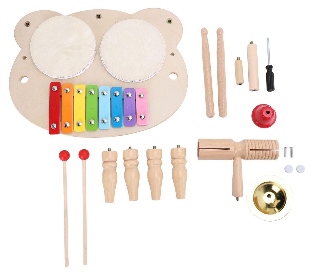 Kinder-Schlagzeug-Set, Percussion-Instrumente, Holz-Musikinstrument, Spielzeug, lehrreich, für Kinder im Alter von 1 bis 6 Jahren