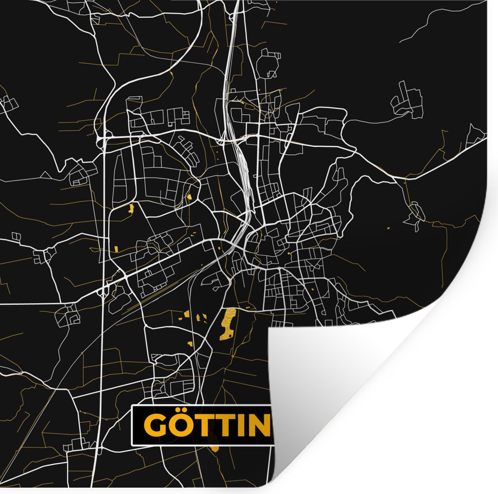 MuchoWow Wandtattoo Wandsticker Wandaufkleber Stadtplan - Deutschland - Gold - Göttingen - Karte 100x100 cm Selbstklebend und Repositionierbar -...