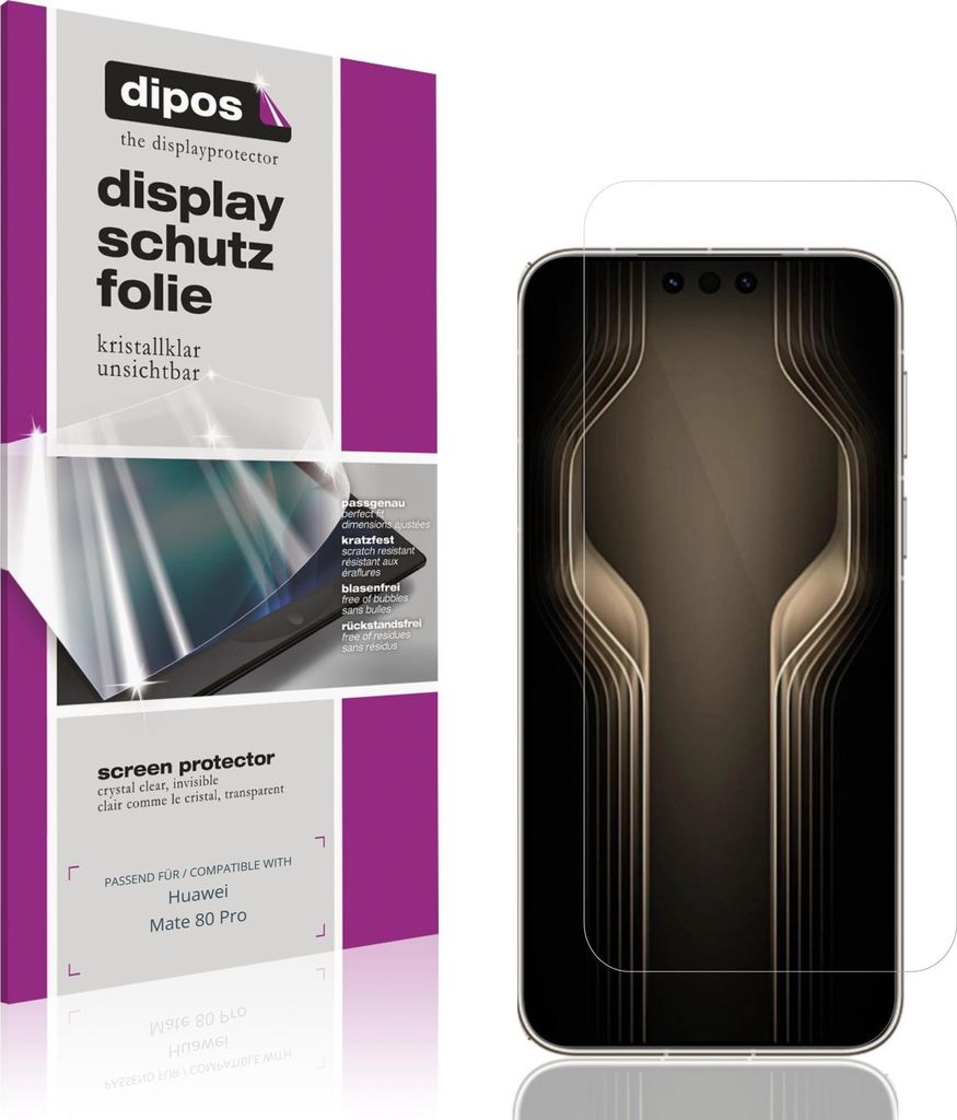 4x Schutzfolie für Huawei Mate 80 Pro klar Displayschutzfolie Folie Display Schutz dipos