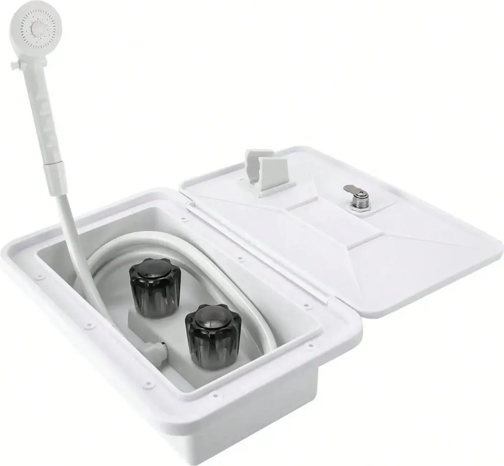 Kit de douche externe pour caravane avec pommeau et mitigeur intégré