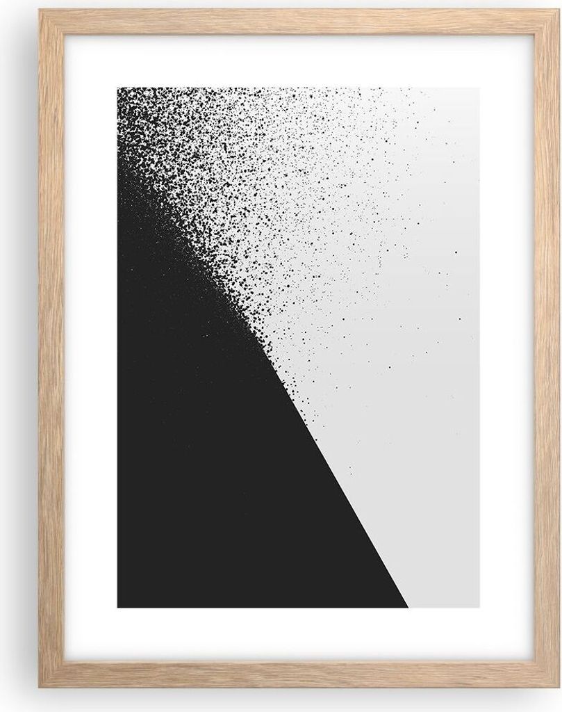 Gerahmtes Poster - Rahmen in heller Eiche - Schwarzweiß Hintergrund Geometrie - 30x40 cm - Wand Bild - Wanddeko - Wandbilder - Kunstposter - Wandp...