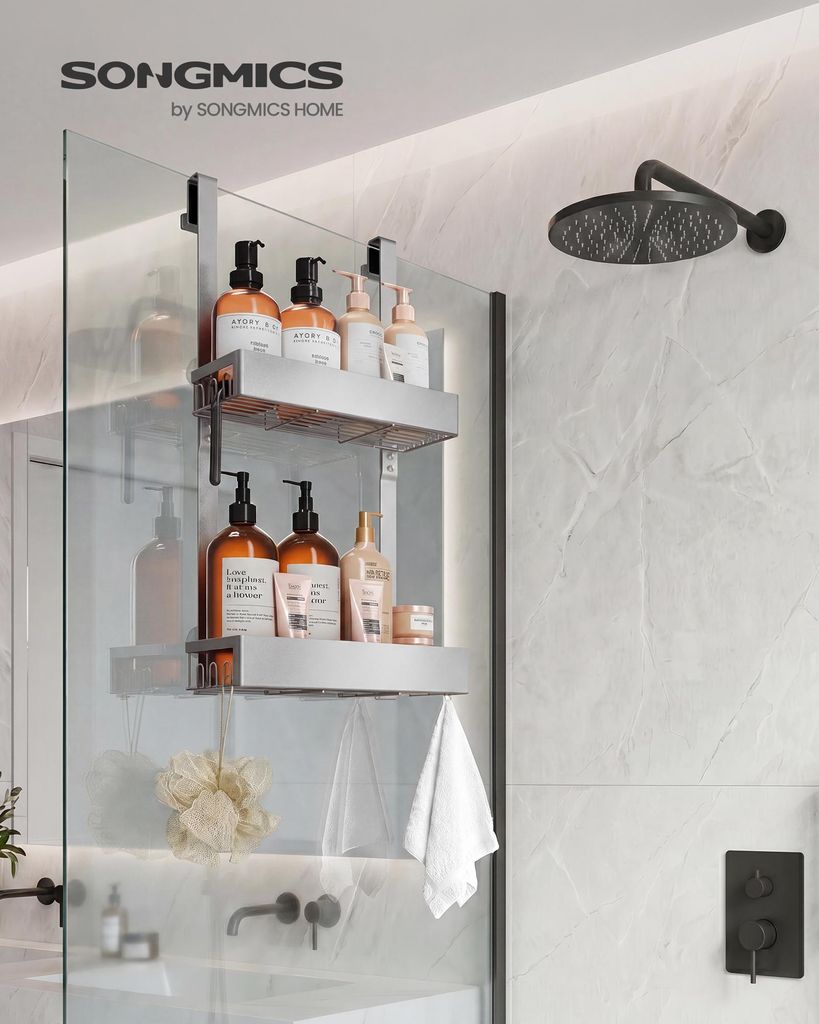 SONGMICS, úložný prostor do sprchy bez vrtání, sada 1 kus, Obrázek produktu 
