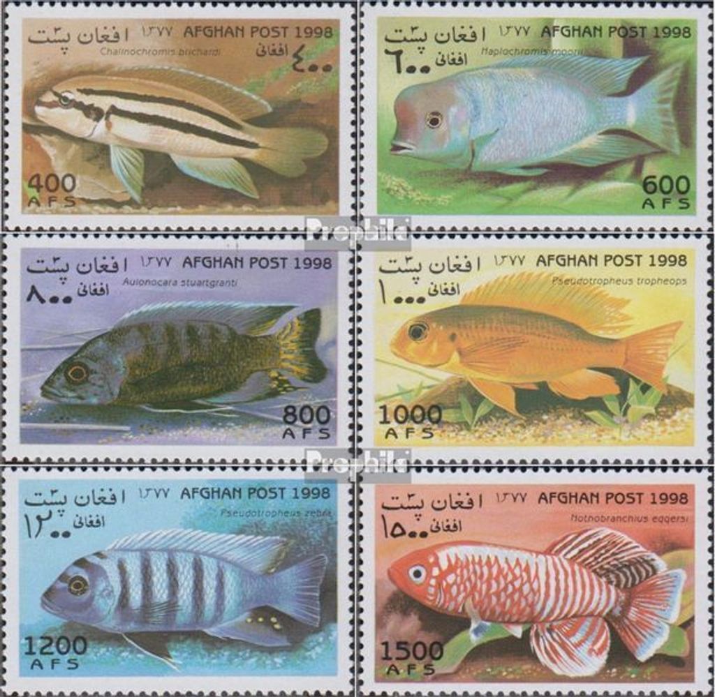 Briefmarken Afghanistan 1998 Mi 1805-1810 (kompl.Ausg.) postfrisch Fische