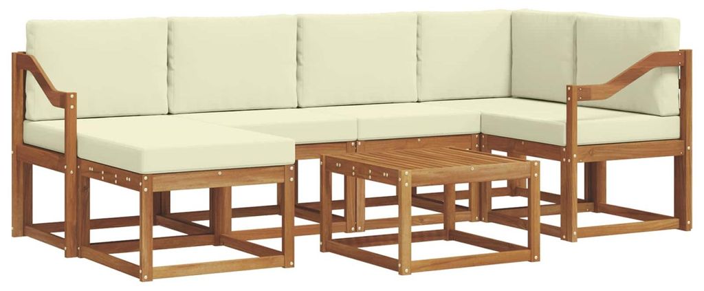 vidaXL Outdoor-Sofagarnitur mit Kissen 7 pcs Natur und Creme