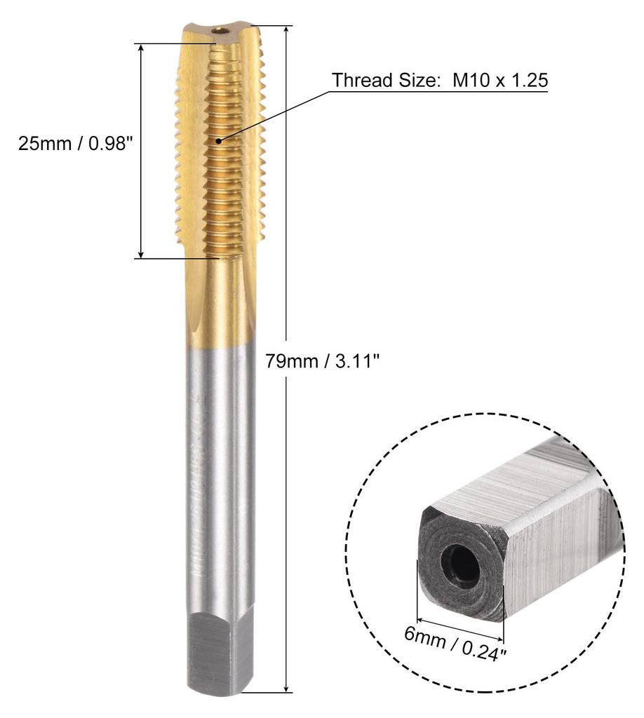 Gewindebohrer M10 x 1,25mm Rohrgewindeschneider M35 HSS Einschnittgewindebohrer Linksgewinde Titanbeschichtung Maschinengewindebohrer fš¹r Elektr...