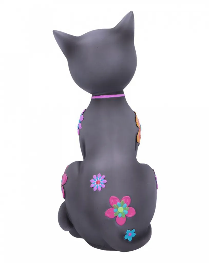 Statue Chat Multicolore Hippy Kitty en Polyrésine Finition Premium - 3