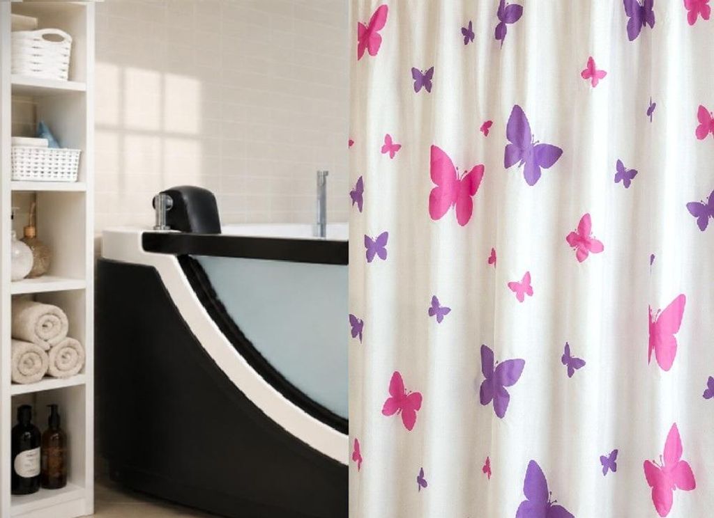 Spirella Fly Duschvorhang Textil 180x200cm Schmetterlinge Produktbild 