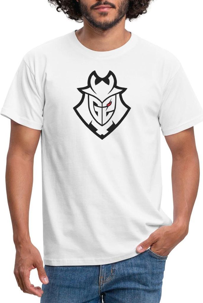 Spreadshirt G2 Esports Logo Schwarz Linien Männer T-Shirt, XL, Weiß
