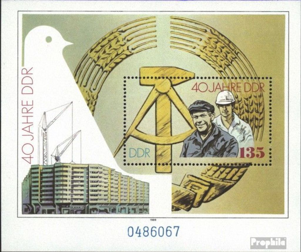 Briefmarken DDR 1989 Mi Block100 (kompl.Ausgabe) postfrisch 40 Jahre DDR