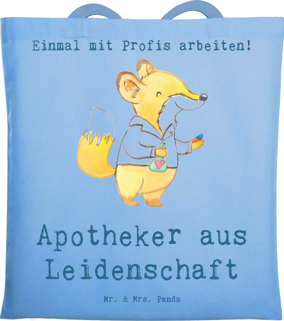 Mr. & Mrs. Panda Uni Tasche Apotheker Leidenschaft - Sky Blue - Geschenk, Schultasche, Pharmazie, Lustig, Approbation, Jutebeutel, canvas, Tote Bag...