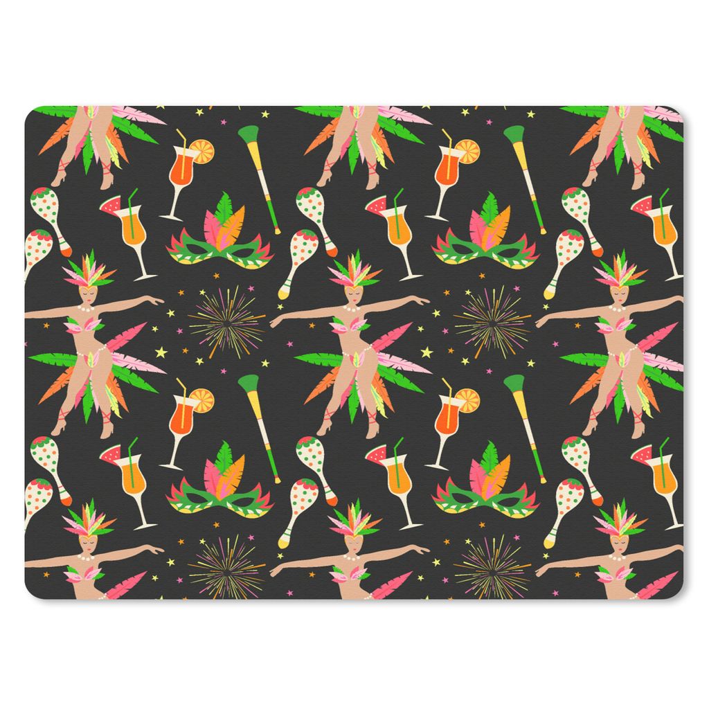 MuchoWow Mauspad Mousepad Brasilien - Karneval - Muster 23x19 cm - Mousepads - Maus Mat - Pad - Mausunterlage - Schreibtischunterlage - Mauspad
