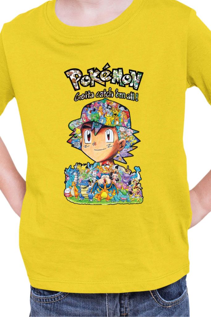 Kinder T-Shirt Japan Manga Anime Comics Pokemon 019, / Gelb