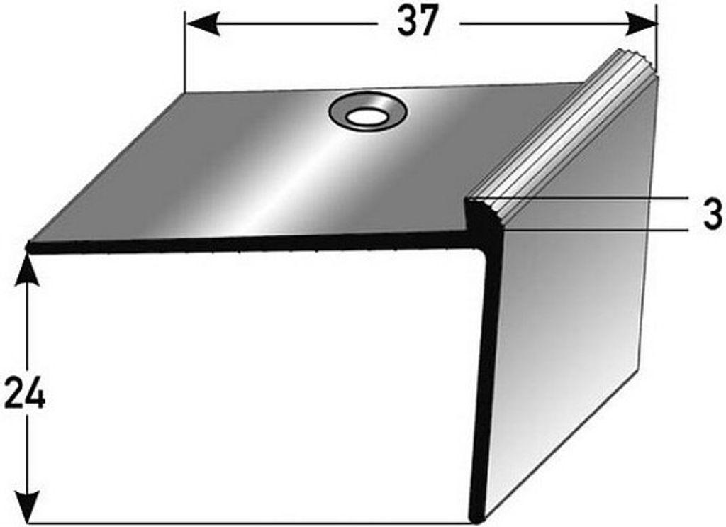 PROVISTON | Treppenkante | Aluminium eloxiert | Bronze Dunkel | Breite 37 mm | Höhe 24 mm | Länge 2700 mm | Gebohrt | Treppenkantenprofil | Trepp...