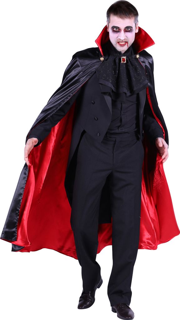 Vampir Umhang mit Stehkragen | Schwarz/Rot