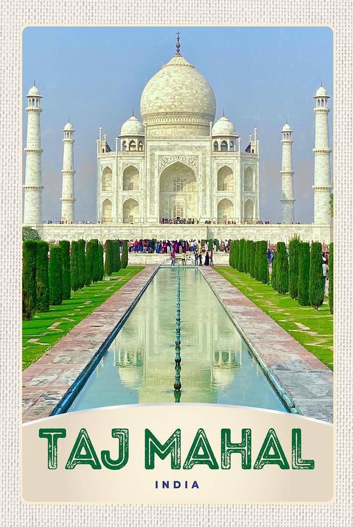 vianmo Holzschild 18x12 cm Taj Mahal Agra Bildmotiv Reisemotiv Abenteuer Reisen
