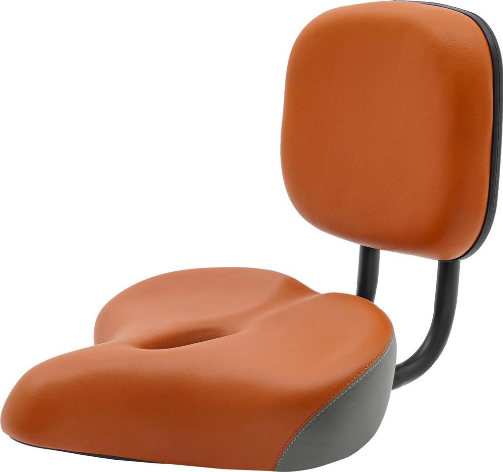 Fahrradsattel mit Rückenlehne - Breiter Komfortsattel - Rückenlehne höhenverstellbar 10–15 cm - Sitzkissen 33×30×7,9 cm - Kunstleder - Tragk...