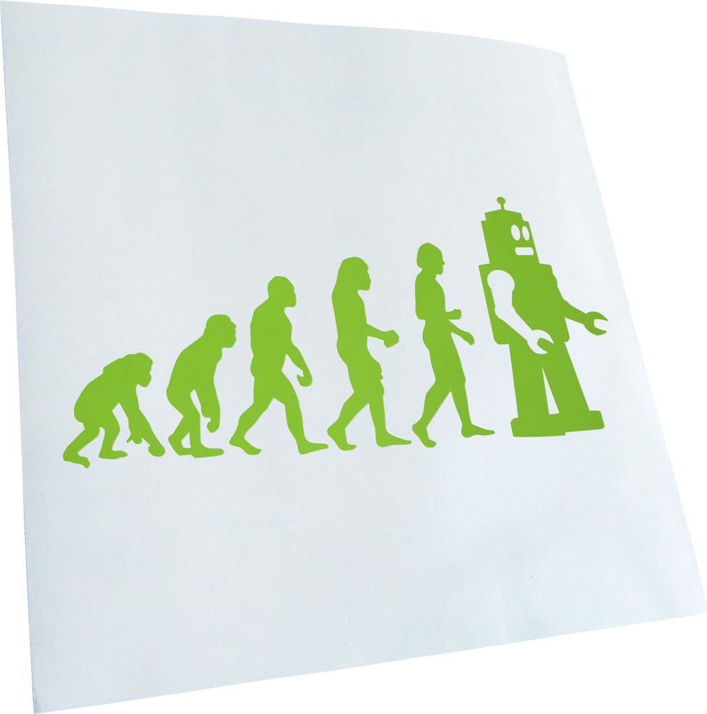 Kiwistar - Autoaufkleber - Evolution Roboter Heckscheibenaufkleber - Aufkleber für Auto Kfz Fahrrad, LKW, Truck Mofa