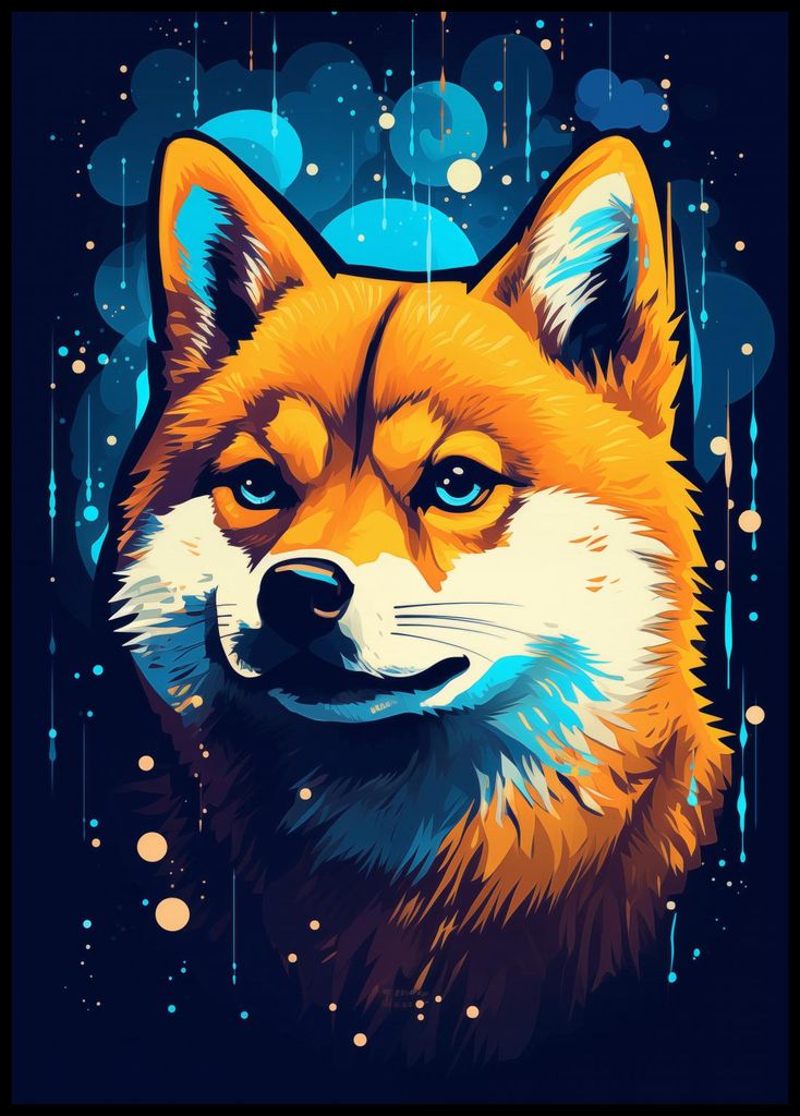 Poster 67,5x95cm Fuchs im Weltraum
