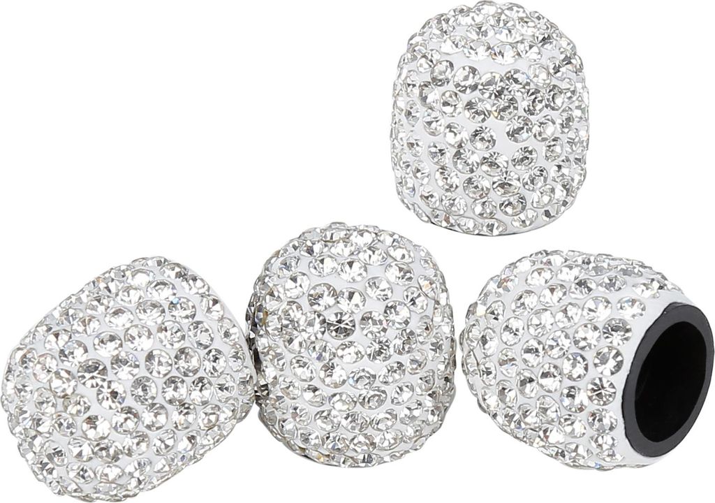 4stk.Autoventil Kappe Zinklegierung,ABS,Strass Ventildeckel Weiß